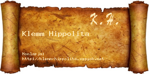 Klemm Hippolita névjegykártya